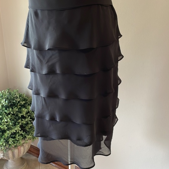 COVINGTON cocktail / evening tiered ruffle chiffon sheath dress thin straps 10 - Picture 4 of 14